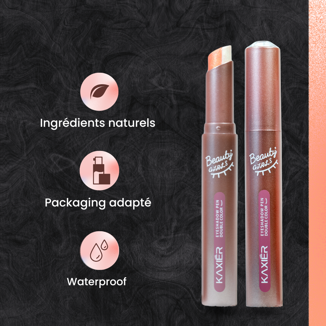 Fard à paupières bicolore orange rosé/blanc - pailleté waterproof
